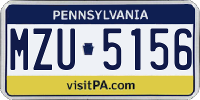 PA license plate MZU5156
