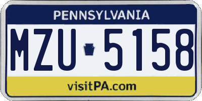 PA license plate MZU5158