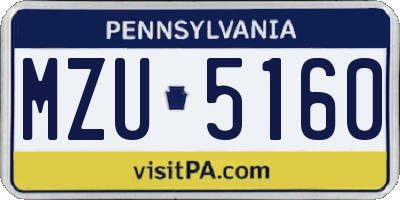 PA license plate MZU5160