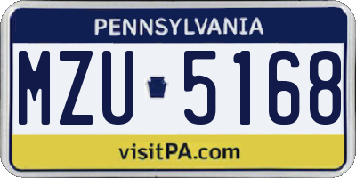 PA license plate MZU5168