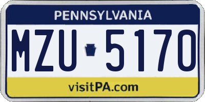 PA license plate MZU5170