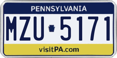 PA license plate MZU5171