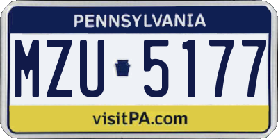 PA license plate MZU5177