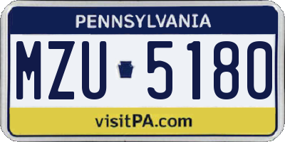 PA license plate MZU5180