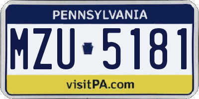 PA license plate MZU5181