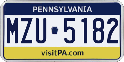 PA license plate MZU5182