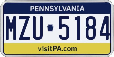 PA license plate MZU5184