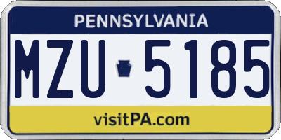 PA license plate MZU5185