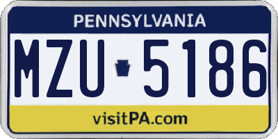 PA license plate MZU5186