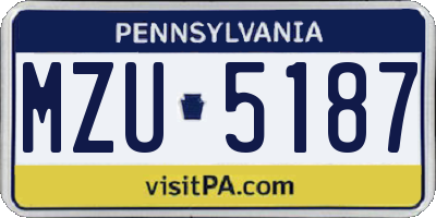 PA license plate MZU5187