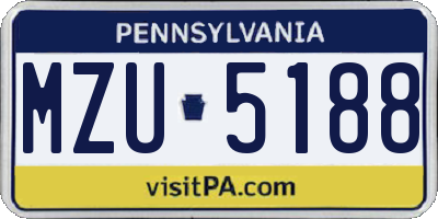 PA license plate MZU5188
