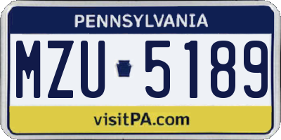 PA license plate MZU5189