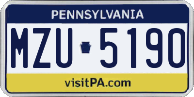 PA license plate MZU5190