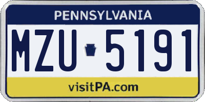 PA license plate MZU5191