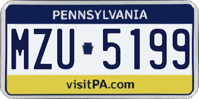 PA license plate MZU5199