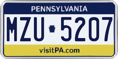 PA license plate MZU5207