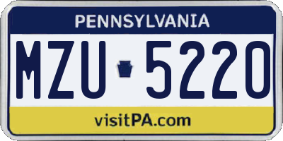 PA license plate MZU5220