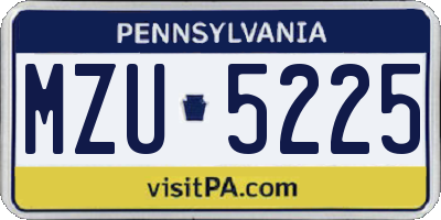 PA license plate MZU5225
