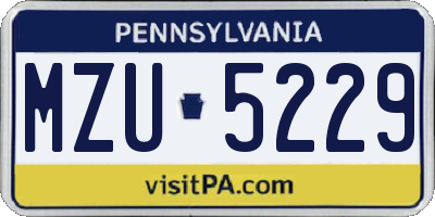 PA license plate MZU5229