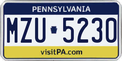 PA license plate MZU5230