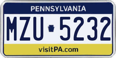 PA license plate MZU5232