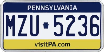 PA license plate MZU5236