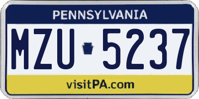 PA license plate MZU5237
