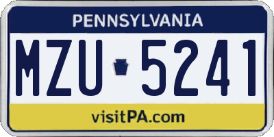 PA license plate MZU5241