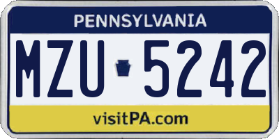 PA license plate MZU5242
