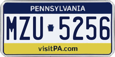 PA license plate MZU5256