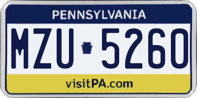 PA license plate MZU5260