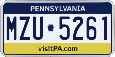 PA license plate MZU5261