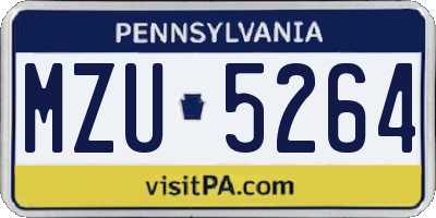 PA license plate MZU5264