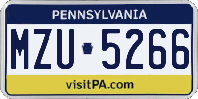 PA license plate MZU5266