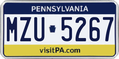 PA license plate MZU5267