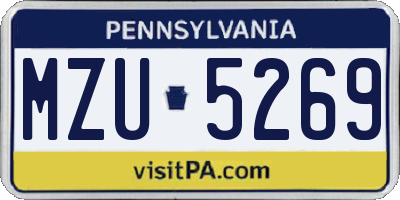 PA license plate MZU5269