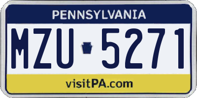 PA license plate MZU5271