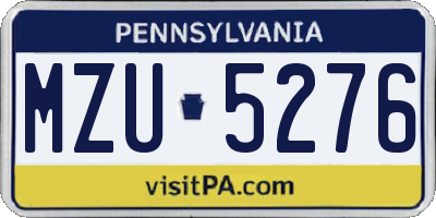 PA license plate MZU5276