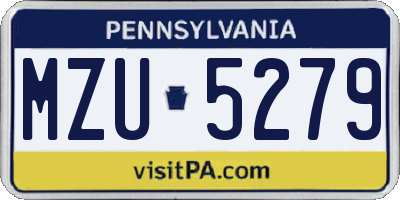 PA license plate MZU5279