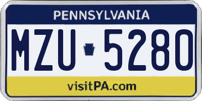 PA license plate MZU5280