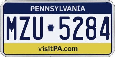 PA license plate MZU5284