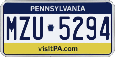 PA license plate MZU5294