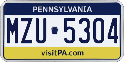 PA license plate MZU5304