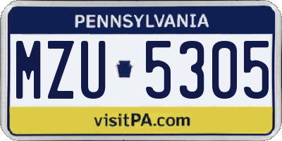PA license plate MZU5305