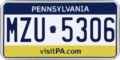 PA license plate MZU5306