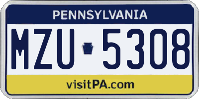 PA license plate MZU5308