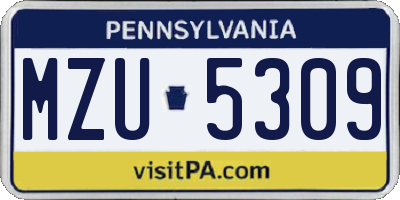 PA license plate MZU5309