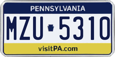 PA license plate MZU5310