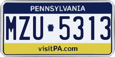 PA license plate MZU5313