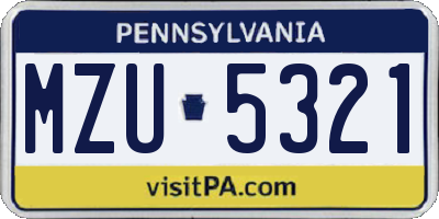 PA license plate MZU5321
